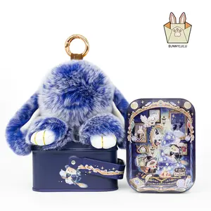 【BunnyLulu】Soft Plush Bunny Keychain – Comfort Toy in Tin Box, Easter Stress Relief Gift for Kids, Teens & Friends