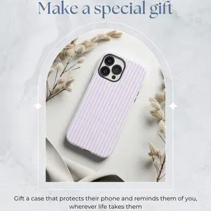 Simple purple striped pattern, durable, shock-absorbing two-in-one mobile phone case, suitable for iPhone 17 16 15 14 13 12 11 X and other series models, can be given as a gift to friends or family
