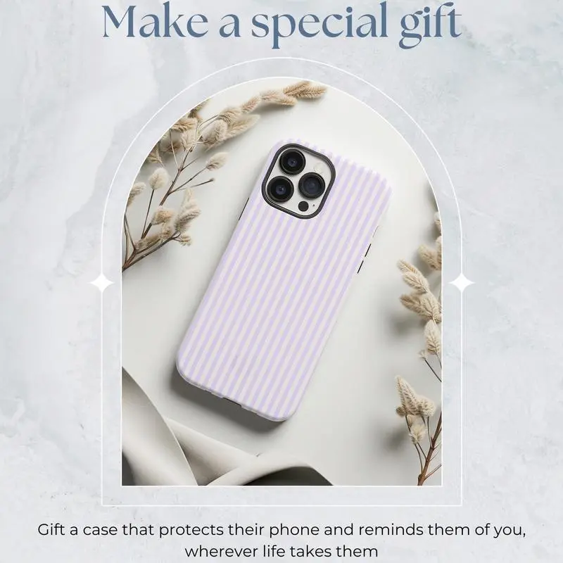 Simple purple striped pattern, durable, shock-absorbing two-in-one mobile phone case, suitable for iPhone 17 16 15 14 13 12 11 X and other series models, can be given as a gift to friends or family