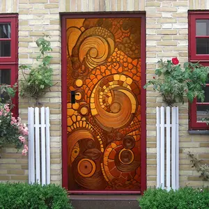 2pcs Vintage Abstract Relief Art Wall Stickers Spiral Geometric Pattern Decorative Stickers Self Adhesive Removable Mural for Living Room Bedroom Creative Home Decoration Renovation Supplies