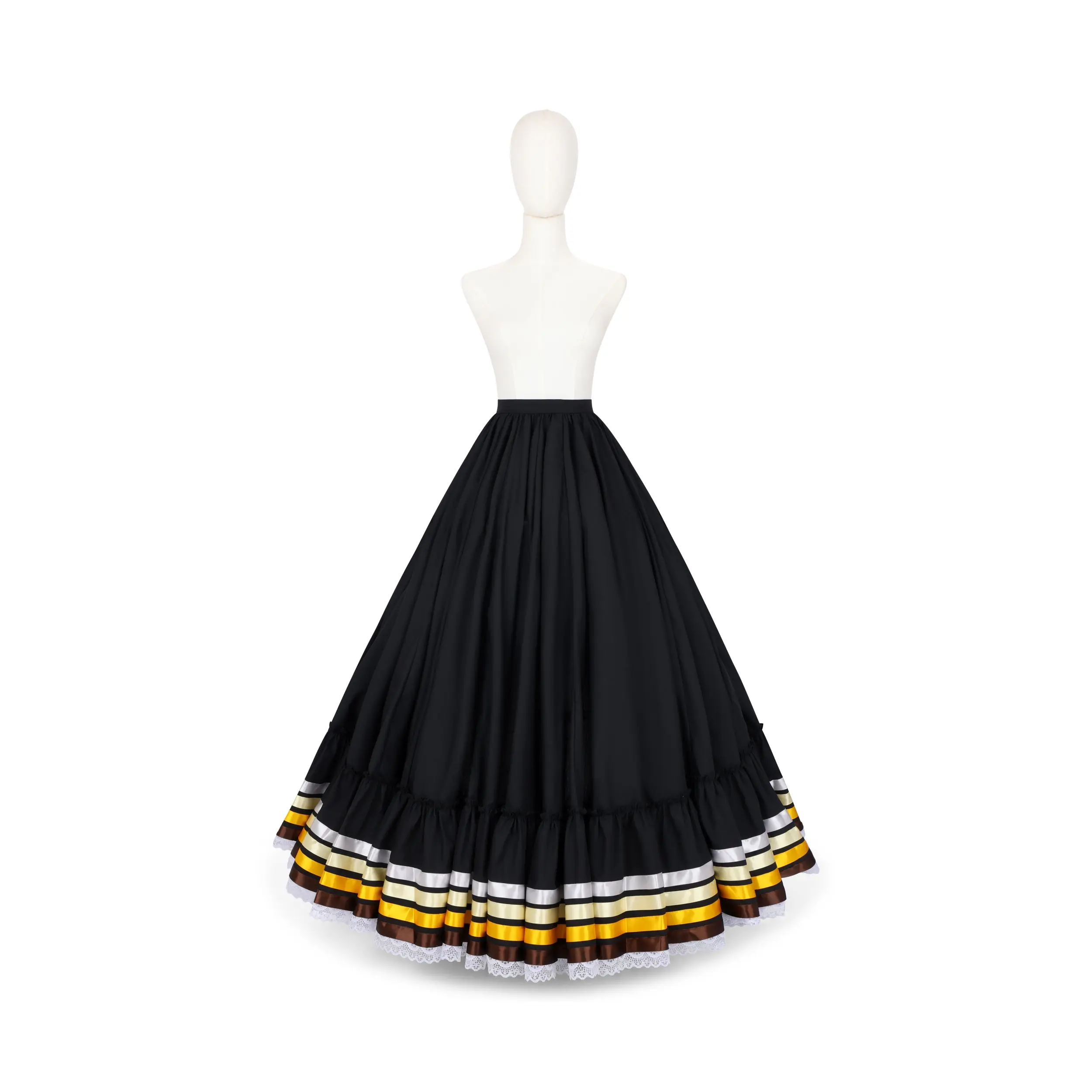 Hoja de Maiz Doble Vuelo Folklórico Practice Skirt – Black