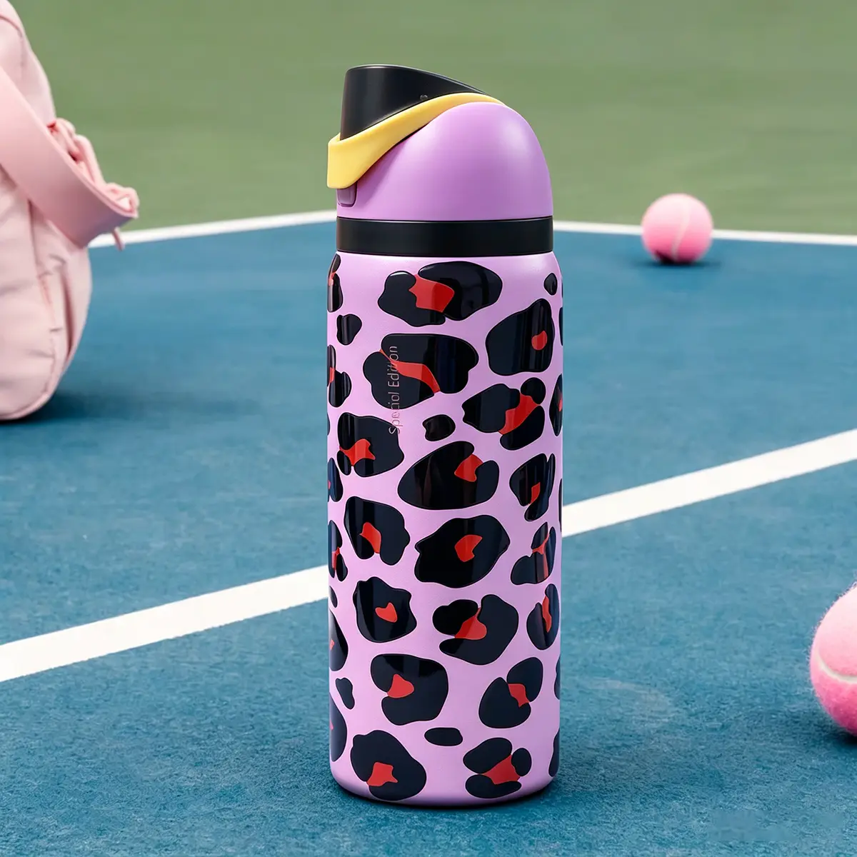 Stylish Ow(Pink Leopard Print) 304L Stainless Steel Insulated Sports Water Bottle with Straw - Double-Walled Vacuum Flask, 32oz/945ml, 100% Leak-Proof - for Camping/Cycling, 4th of July Decor, Soccer Gear, Summerwins, Camping Accessories