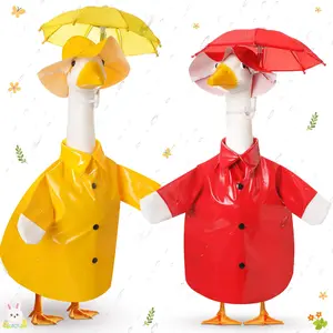 Summer Porch Goose Outfit Raincoat with Umbrella for 23 inch Plastic Cement Goose (not included goose), Porch Goose Clothes Porch Goose Costume for Spring Porch Decor Summer Rainy Season