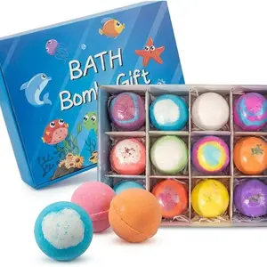 2026 Bestseller Bath Salt Balls Set, 12 Essential Oil Scents, Includes 12 Toys, Body Care Products, Perfect Gift for Kids, Love Bathing