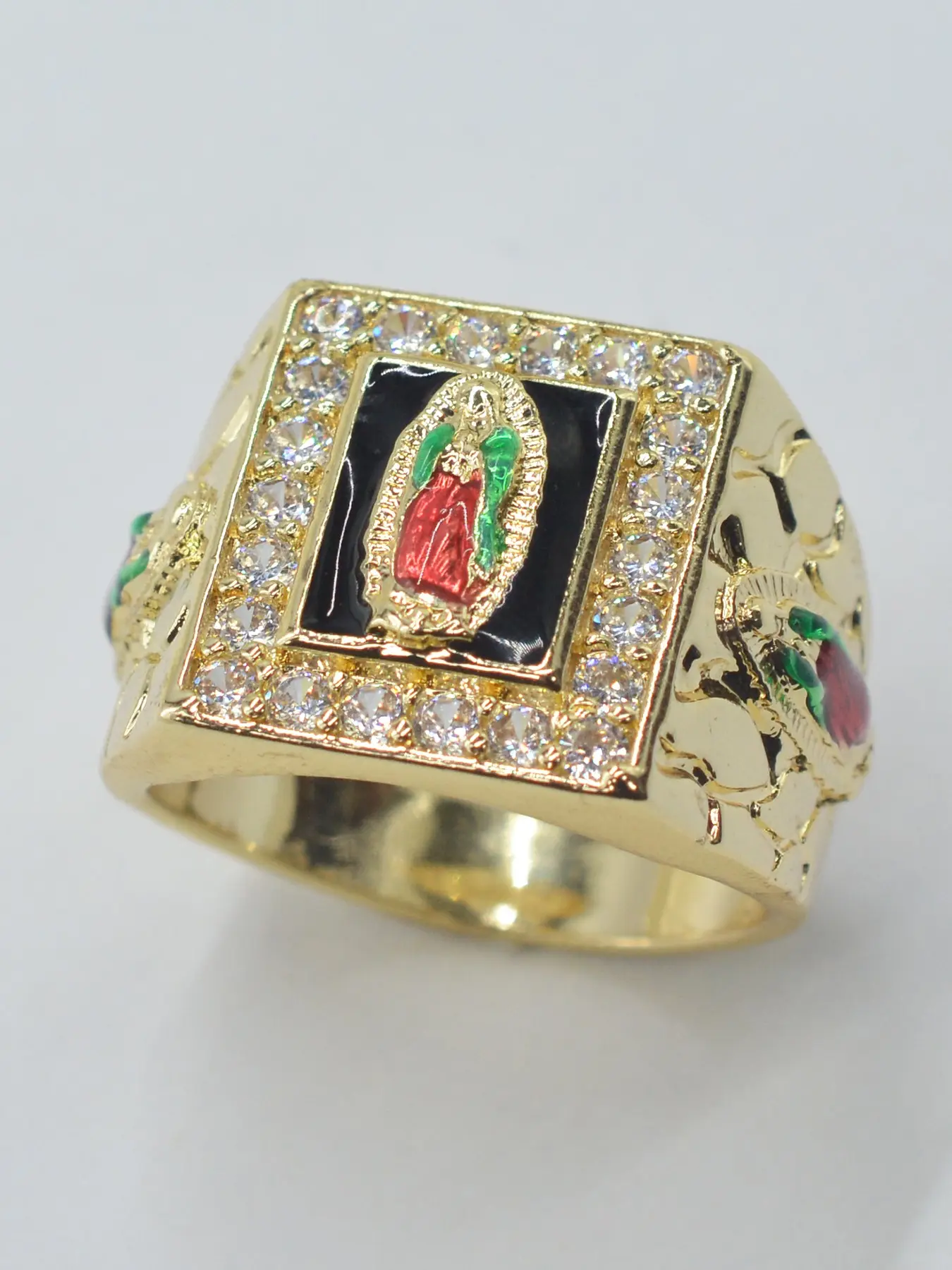 Mexican Guadalupe Virgin Mary Religious Amulet Ring, Unisex Daily Church Prayer Jewelry, Vintage Gift for Holidays & Birthdays, Beautiful Rings