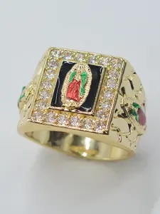 Mexican Guadalupe Virgin Mary Religious Amulet Ring, Unisex Daily Church Prayer Jewelry, Vintage Gift for Holidays & Birthdays