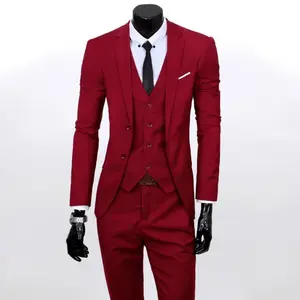 Groom Suit Men's Three-piece Set British Casual Business Suit Men's Wedding Dress Slim And Handsome Summer