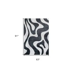 5' X 8' Black and White Zebra Print Area Rug
