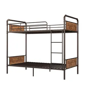 Garvee 2 IN 1 Twin Over Twin Metal Bunk Bed - Heavy Duty, Convertible Loft Bed Frame with Guardrails & Ladder, Noise-Free, Easy Assembly, No Box Spring Needed, Available in Brown and Black