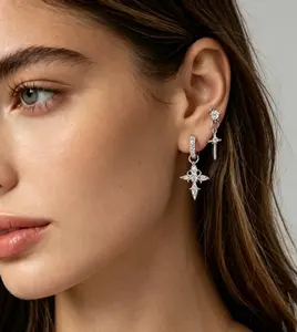 Punk Cross Earrings Set for Women & Men – CZ Cross Stud Earrings, Hypoallergenic Fashion Jewelry Gift Set