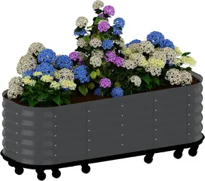 Self-Watering Rolling Metal Garden Bed – 360° Mobile Planter with Water Tank & Rust-Proof Coating, Indoor/Outdoor Raised Bed for Effortless Plant Care, Easy Assembly