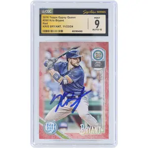 Kris Bryant Chicago Cubs Autographed 2018 Topps GQ Red #260 #6/10 CGC Fanatics Witnessed Authenticated 9/10 Card - Fanatics Authentic Certified