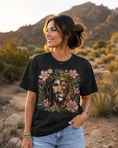 Comfort Colors Jesus Lion of Judah Shirt for Women, Christian Graphic Tee, Crowned King Jesus T Shirt, Faith Based Floral Lion Tee, Religious Comfort Colors Shirt, Christian Gift for Women, Church...