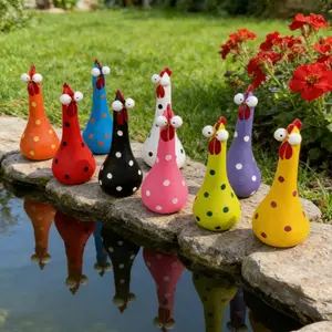 1pc Interesting Long Neck Chicken, Fun Silly Chicken Garden Decor Creative Resin Statue with Long Neck Hand Painted Sculpture for Outdoor Yard Garden Decor