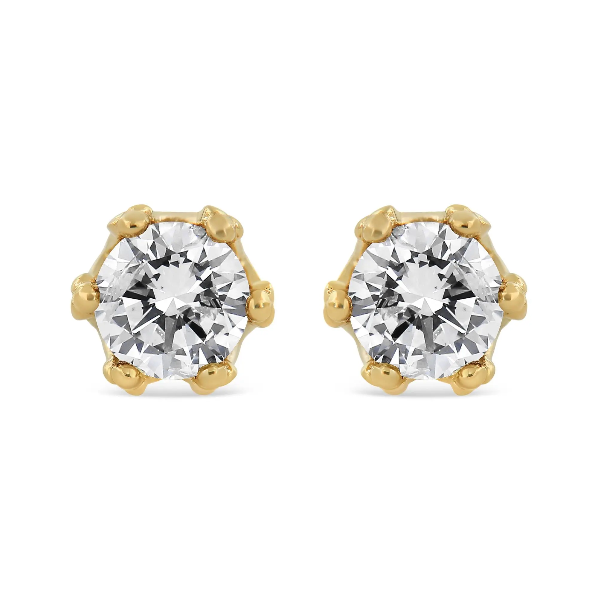 14K Gold 1/2 Cttw Round Diamond Crown Stud Earring (I-J Color, I1-I2 Clarity)