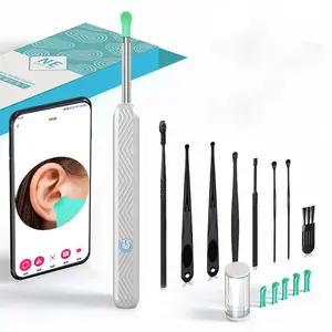 Ear Wax Removal Tool Camera, with 8 Pcs Ear Pick Set, Real-Time Visual HD Glowing Ear Cleaner, for iOS & Android Silicone White
