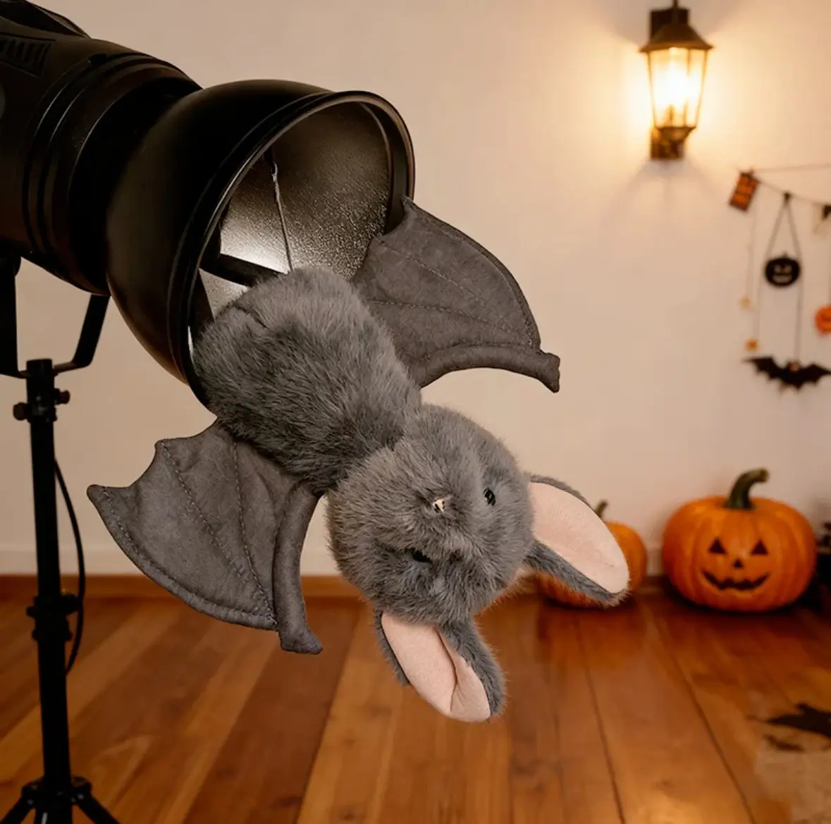 Cute Grey Bat Plush Toy Soft Stuffed Bat Doll Halloween Home Party Decoration Spooky Goth Plush Gift for Kids