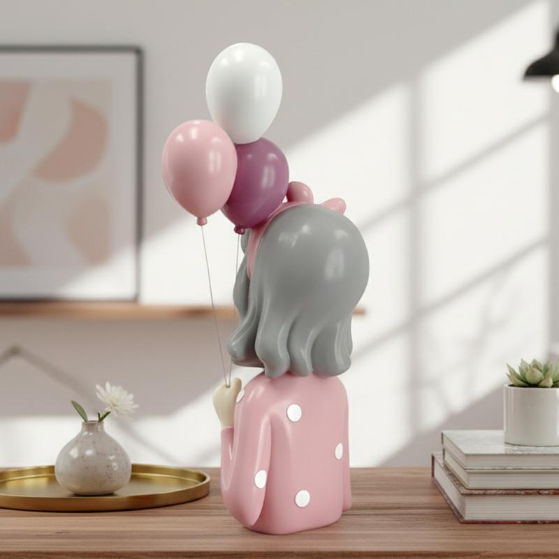 Charming Pink Girl Statue Set - Cute Resin Home Decor, Tabletop Ornament, and Sweet Gift, perfect for placing on a desk or shelf, and an ideal birthday gift for best friends and loved ones.