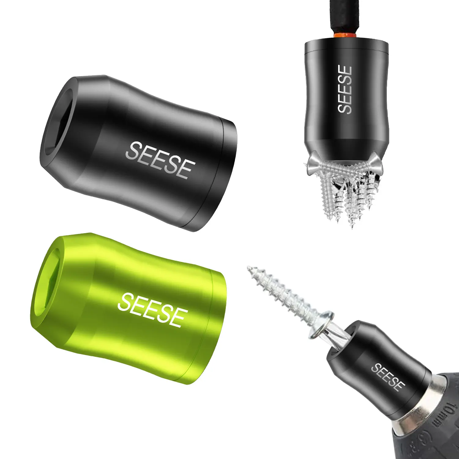 SEESE 2PCS Strong Magnetic Screw Ring, 1/4 Inch 6.35mm Universal Magnetic Screw Ring Bit, Suitable for Hex Screwdriver and Electric Batch Head