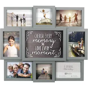 International designs gray cherish every moment 8opening sentiment dimensional picture frame wall collage