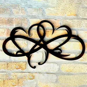 1pc Infinity Double Heart Steel Wall Decor, Infinity Sign Wall Decor, Metal Infinity Heart Art Sculptures, Infinity Heart Metal Wall Art Decor, Halloween Room Decor Gothic,Home Decor ,Room Decor,Wall Decor, Decorative Artwork, Modern Abstract Design