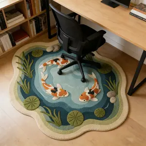 Cute cartoon living room carpet three-dimensional koi bedroom decoration bedside carpet large area lounge washable floor mat home cloakroom non-slip carpet creative and interesting bathroom balcony doorway floor mat Machine Washable Rugs