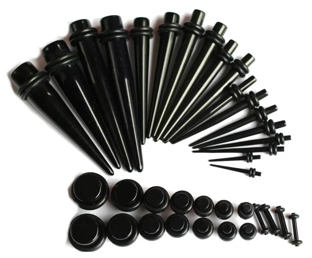 16g-00g Black EAR STRETCHING KIT Tapers Plugs gauges 16g-00g Black EAR STRETCHING KIT Tapers Plugs gauges