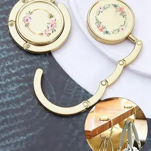Portable Foldable Handbag Hook, Flower Pattern, Floral Pattern, Securely Hangs Bags, Suitable for Cafes, Libraries, Travel, Daily Use, Perfect Gift, Foldable Purse Hook