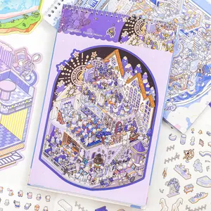 24 Sheets Pet Material Decorative Stickers Book, Large Size Miniature Scene Series, Perfect for DIY Crafts & Home Decoration, Art Stickers, Decorative Decal