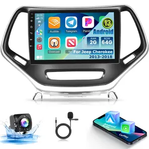 [2+64G] Car Radio for Jeep Cherokee 2013-2018 - Wireless Carplay and Android Auto - 10.1 Inch Touchscreen Android 13 Car Stereo - DSP/WiFi/GPS Navigation/SWC + AHD Backup Camera