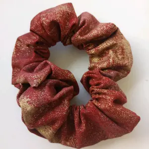 Maroon and Gold Christmas Themed Cotton Scrunchie casual hair accessory