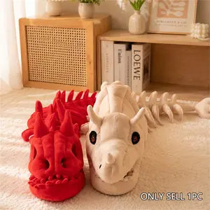 80cm/120cm Dinosaur Skeleton Headdress Plush Toy, Soft and Fluffy Stuffed Animal, Red/Khaki, 3D Model, Suitable for Room Decoration, Party Decoration, Children's Birthday Gift, Halloween, Christmas, and New Year.