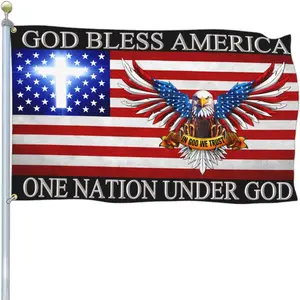 One Nation Under God Flag Patriotic God Bless  4th of July Memorial Day  Eagle Flags for Outside 3x5 Ft Christian  Yard Banner Outdoor House Decorations