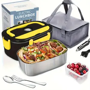 Electric Lunch Box Food Heater 60W Portable Warmer 304 Stainless Steel Container Multi Colors Insulated Stylish Tableware for Fruit Lunch Box - Fork