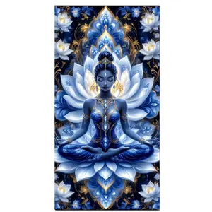Lotus Buddha Large Size 5D Diamond Painting Kit, Full Drill Round Diamond Art Set, Canvas Mosaic Craft for Beginners, DIY Diamonds Dot Gem Art Crystal Easy Painting for Home Wall Decor, Handicraft