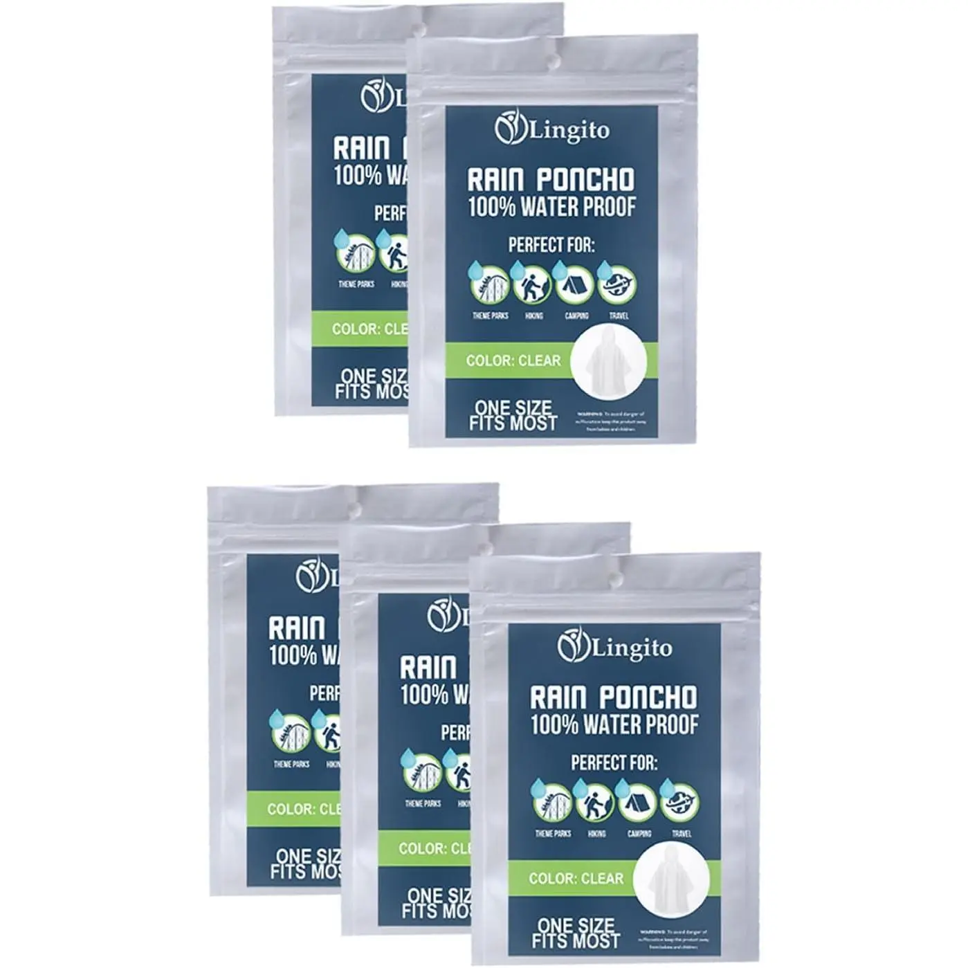 Clear Emergency Rain Ponchos for Adults, Thicker, 100% Waterproof, Suitable for Camping, Amusement Parks, Hikes
