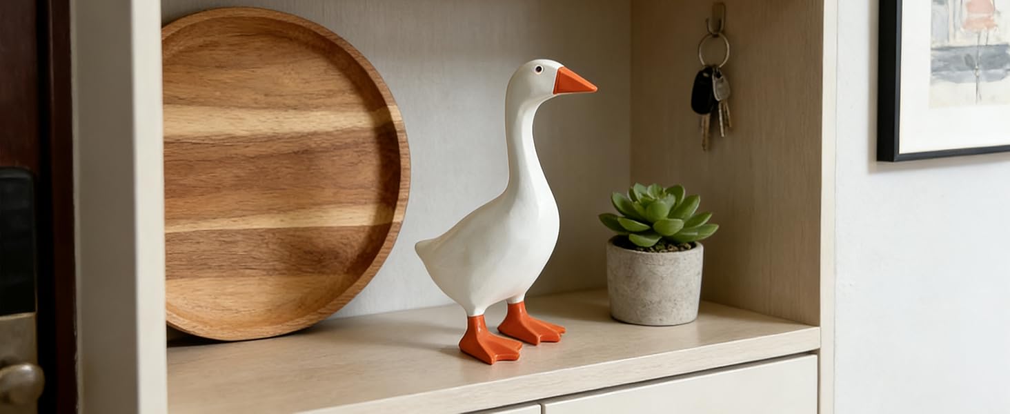 Decorative holiday  gifts 7-Inch Resin Desk Goose Statue with Magnetic Beak Funny Desktop Figurine Key Holder for Office Home Decor Cute Christmas Gift Housewarming Ornament Silly Decoration Abstract Figure Sculpture Home Decore