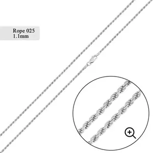 925 Sterling Silver 1.1mm High Polished Rope Chain