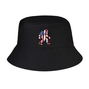 Baseball Cap American Flag Bigfoot Print Funny 4th of July