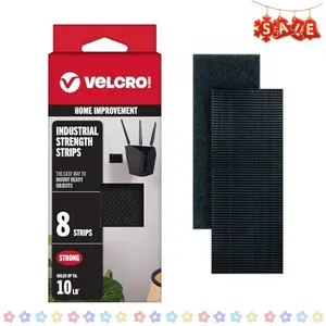 VELCRO Brand Heavy Duty Fasteners | 4x2 Inch Strips with Adhesive 8 Sets | Holds 10 lbs | Black Industrial Strength Stick On Tape | Indoor or Outdoor Use (VEL-30703-USA), 8 Count (Pack of 1)