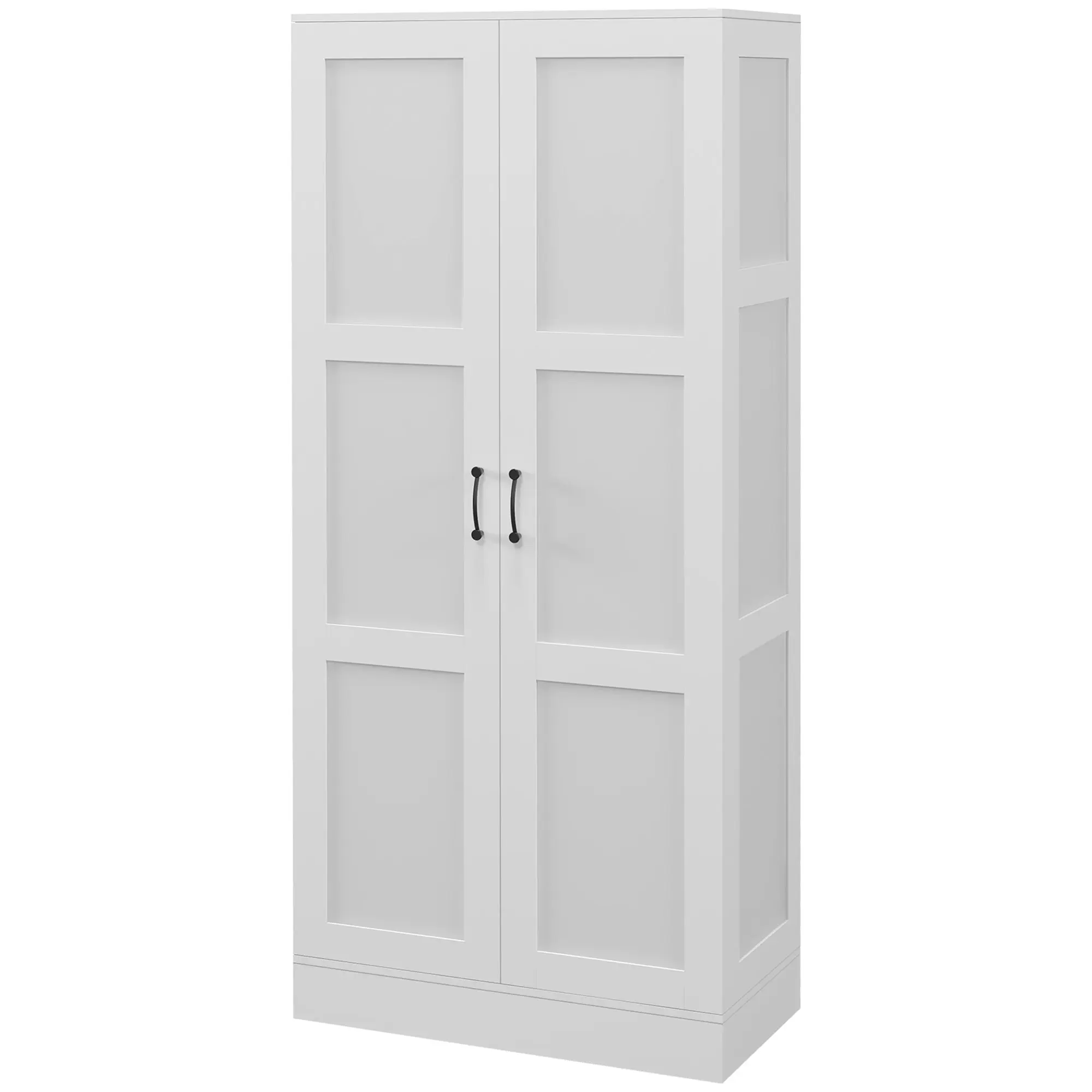 71 Inch Tall White Storage Cabinet with Movable Shelves Modern Pantry Soft Close Doors 3 Adjustable Shelves 3 Positions for Living Room Dining Room Entryway Kitchen Pantry Organization