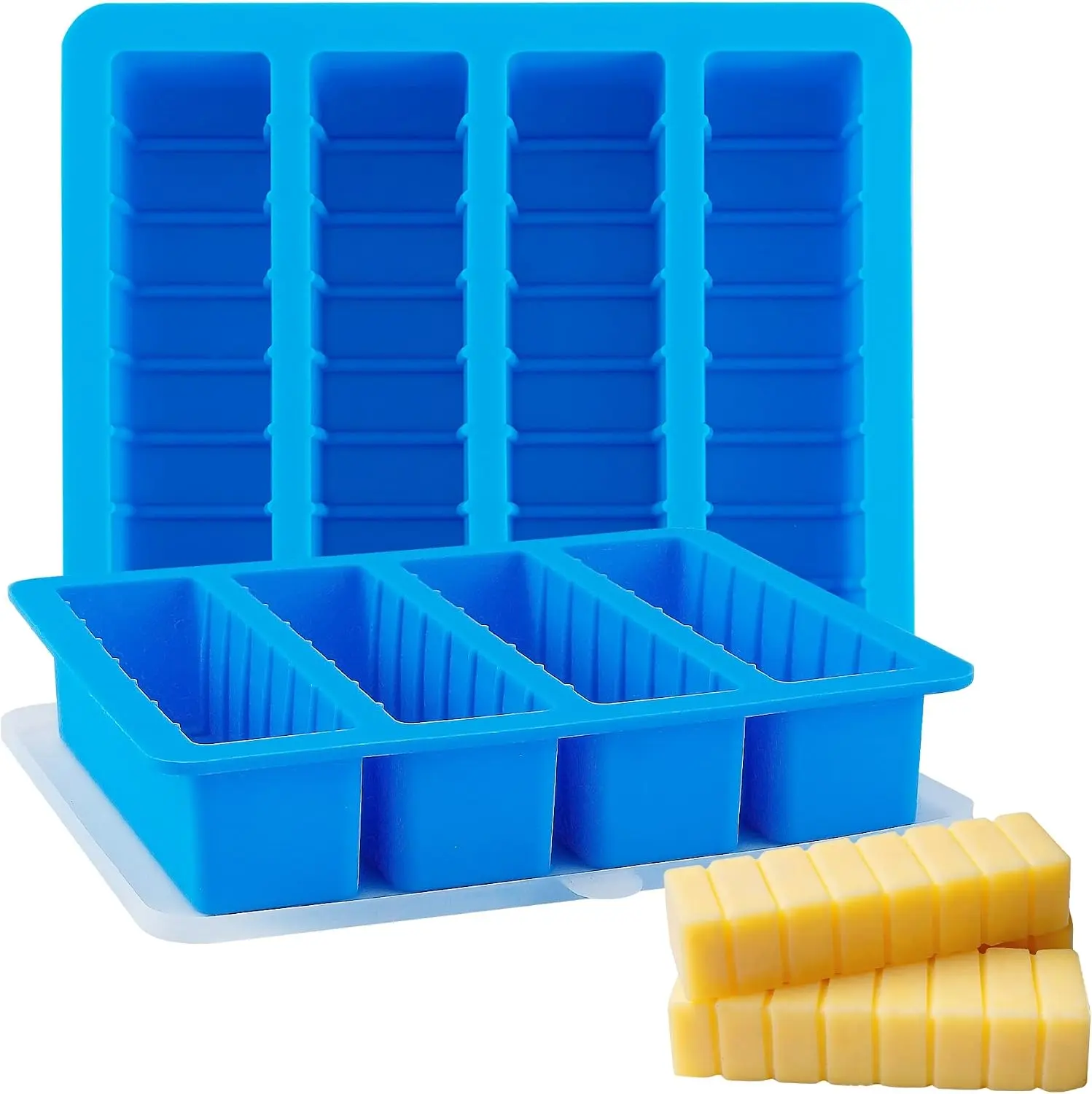 2 Pcs Butter Silicone Mold with Lid, Non-Stick Butter Mold Tray with Measurements for Chocolate and Homemade cakes, Ice, Butter Mold for Homemade Butter