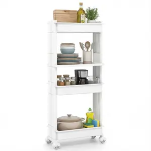 Modern 3/4-Tier Rolling Utility Cart with Detachable Trays and Smooth Wheels