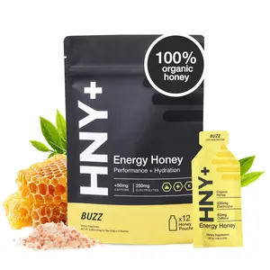 HNY+ Energy Honey – Organic Honey & Sea Salt Pre-Workout with Magnesium & Potassium – Natural Fuel for Running, Cycling & Workouts – 12, 24, 48 Pack