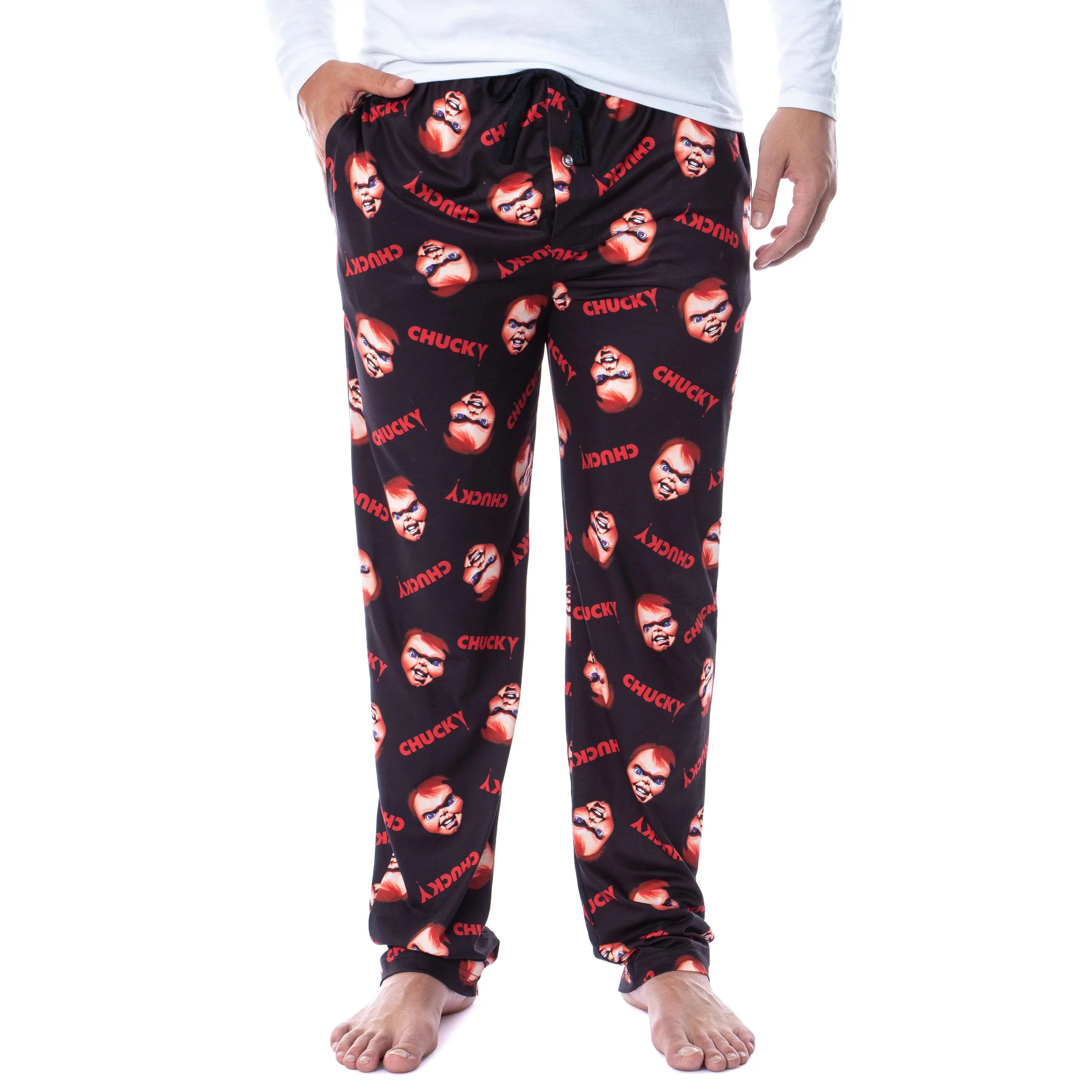 Chucky Mens' Face and Logo Toss Print Pajama Lounge Pants Sleepwear