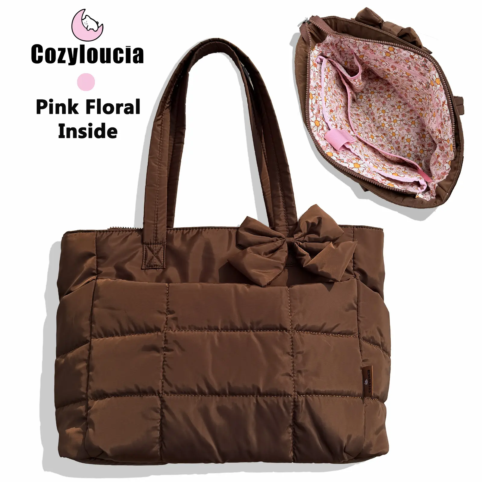 B-Caramel-Pink Floral -Bow