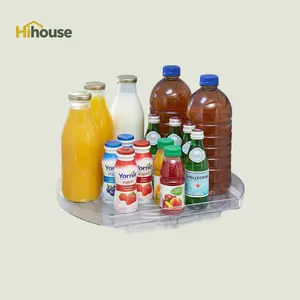 360° Rotating Clear Fridge Organizer Tray - Refrigerator Turntable for Bottles, Condiments Home Supplies Storage Holder