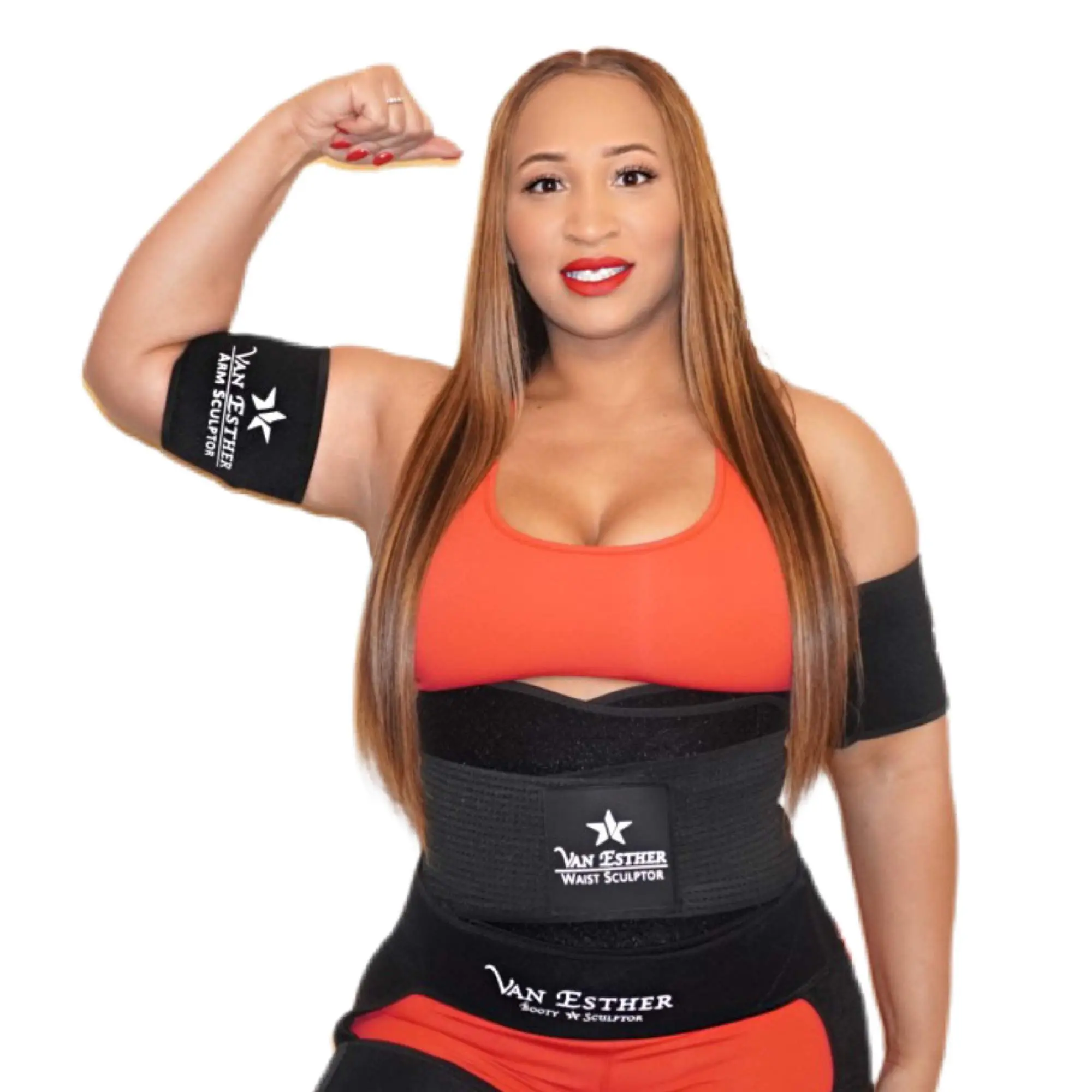 Van Esther Women's Latex-Free Neoprene Arm Trimmers, Sweat Sculpting Compression Sleeves with Anti-Slip Lining for Workouts, Compression Arm Sleeve