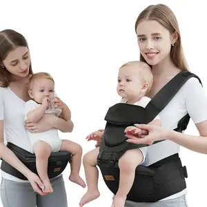 Carrier with Hip Seat, Carrier Newborn to Toddler up to 44lbs, 6-in-1 Ways to Carry, All Seasons, Adjustable Holder Carrier for Breastfeeding(Black)
