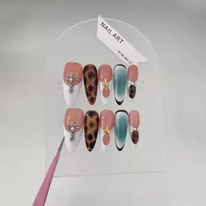 Retro Tortoise Shell Press On Nails - Mix & Match Almond Fake Nails